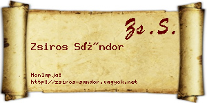 Zsiros Sándor névjegykártya